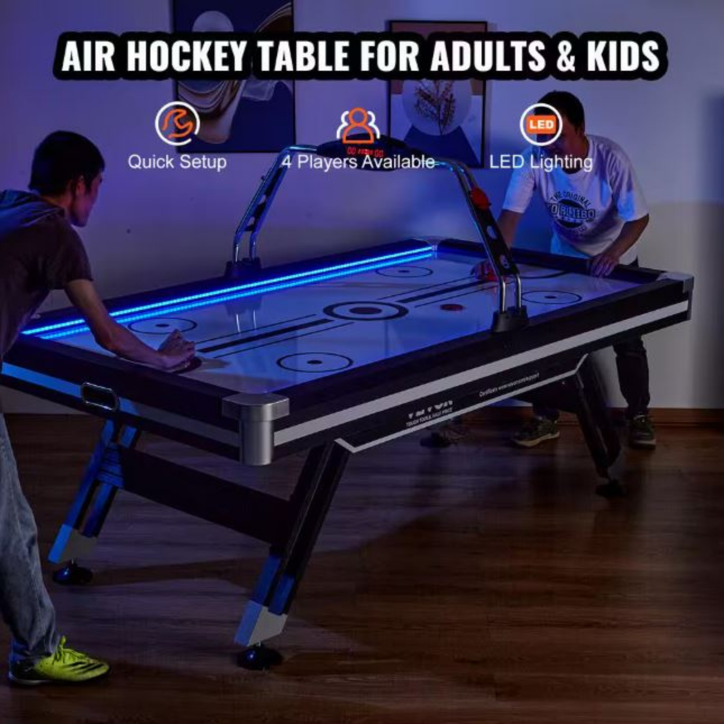 89" 4-Player Premium LED Air-Powered Hockey Table