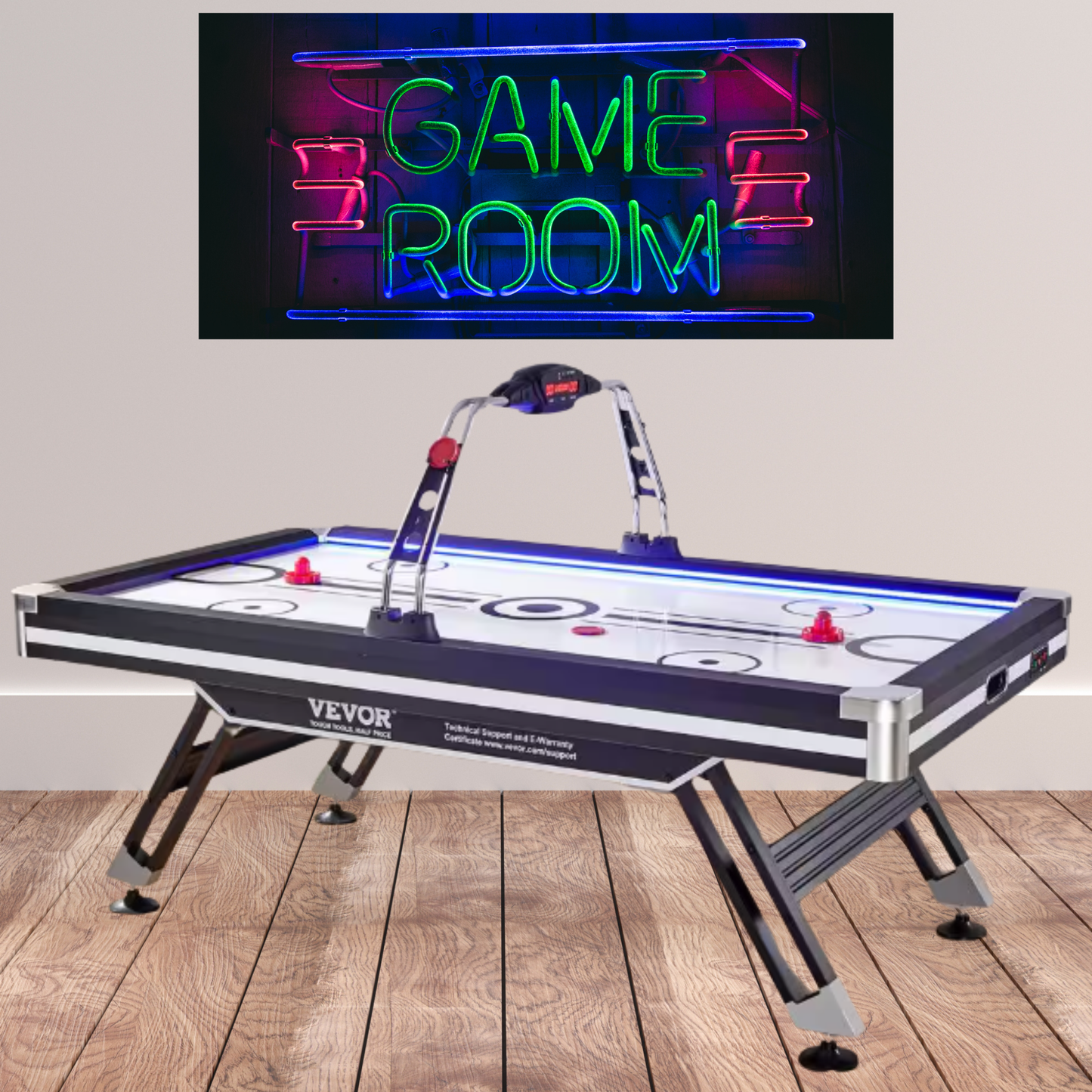 89" 4-Player Premium LED Air-Powered Hockey Table