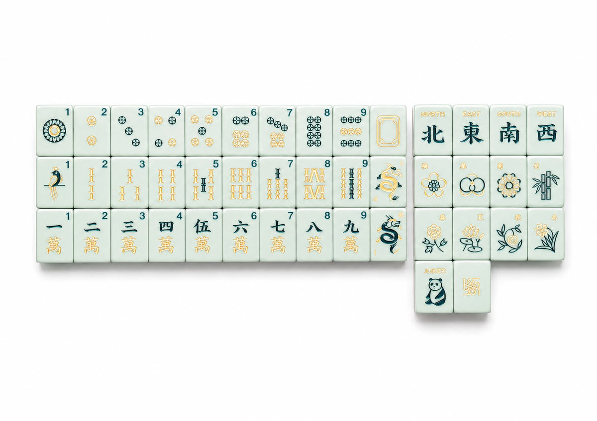 Tradewind Mahjong Tiles - Mint & Sea