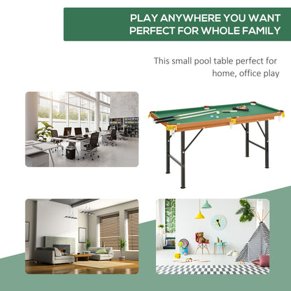 55 Portable Folding Billiards Table Game Pool Table for Whole Family Number Use With Cues, Ball, Rack, Green
