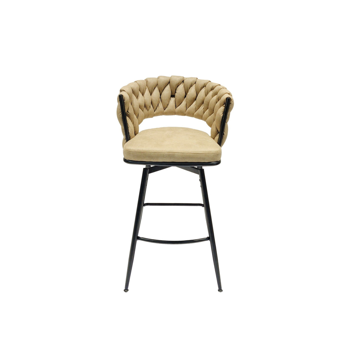 Bar Stool 360 Swivel with Back Footrest - Upholstered, Set of 2