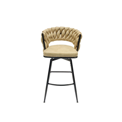 Bar Stool 360 Swivel with Back Footrest - Upholstered, Set of 2