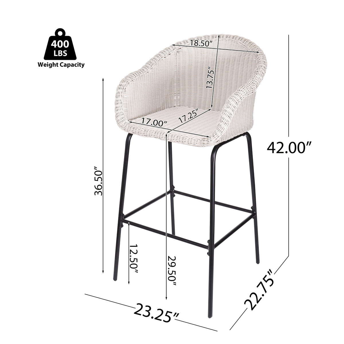 Ladd Metal Wicker Barstool Set of 2