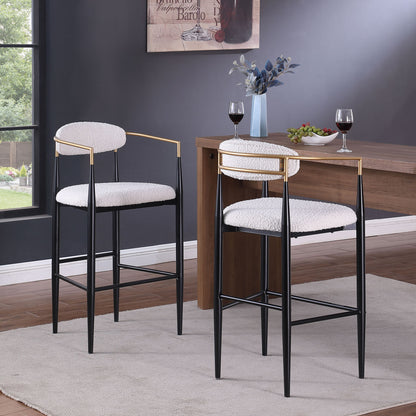 Upholstered Bar Stools with Backs for Kitchen Island - Set of 2 - Beige