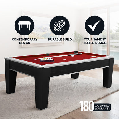 Hathaway Mirage 90-in Pool Table - Black and Silver with Dark Red Felt