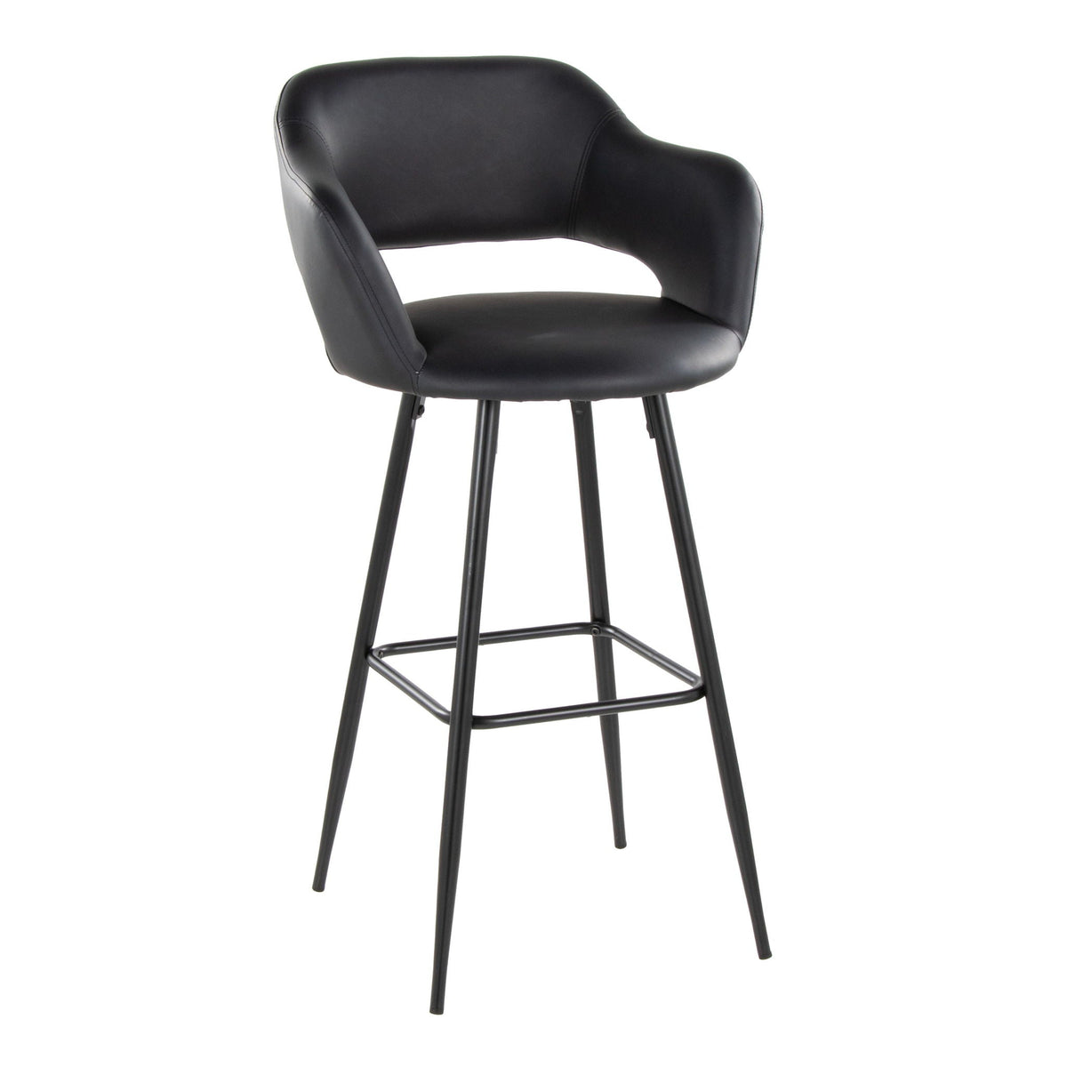Contemporary Fixed Height Barstool Set of 2 with Square Footrest - Multiple Colors