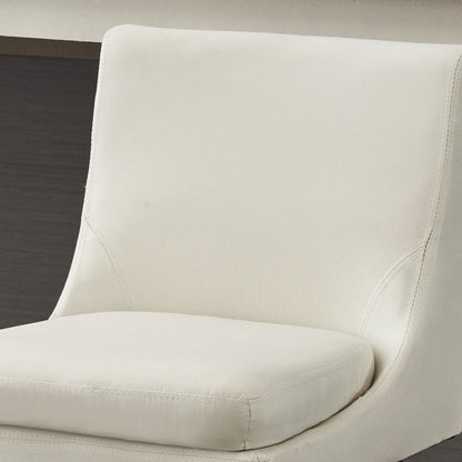 Upholstered Swivel Bar Stools with Ergonomic Design - Cream White (Set of 2)