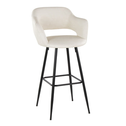 Contemporary Fixed Height Barstool Set of 2 with Square Footrest - Multiple Colors