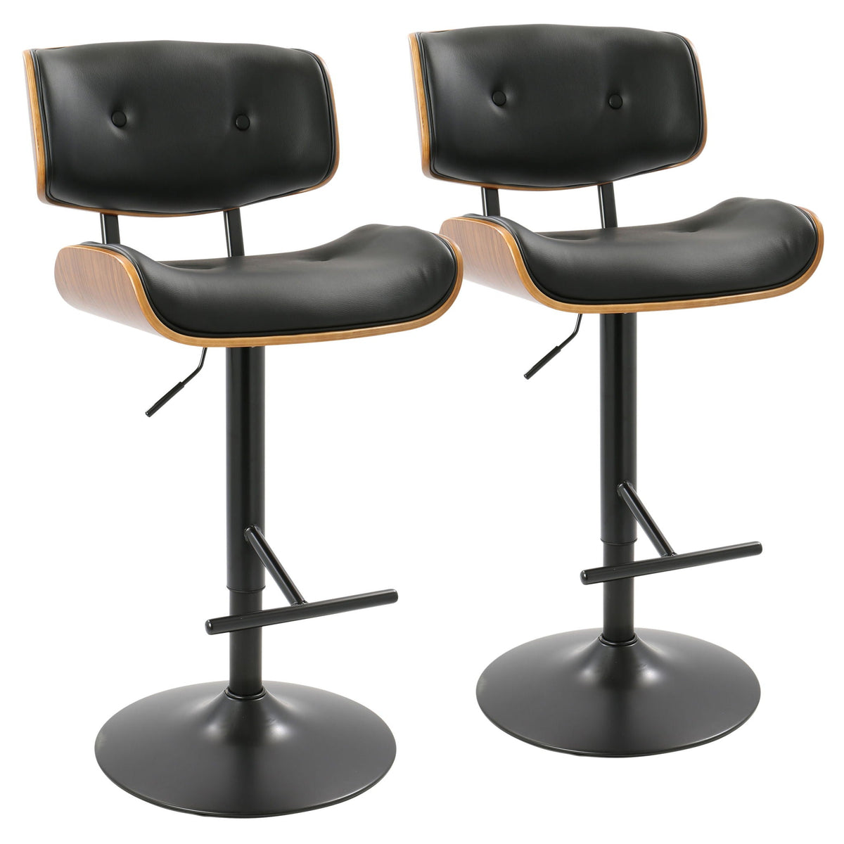 Mid-Century Modern Adjustable Barstool with Swivel - Black, White, Dark Gray