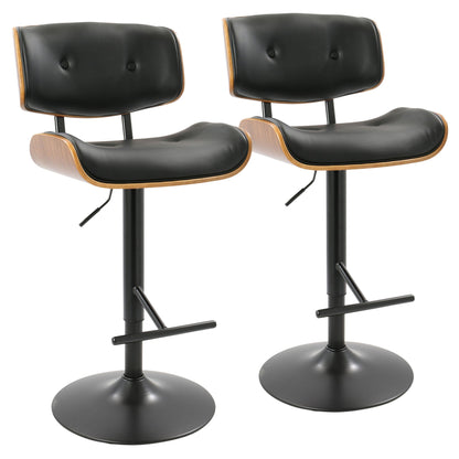 Mid-Century Modern Adjustable Barstool with Swivel - Black, White, Dark Gray