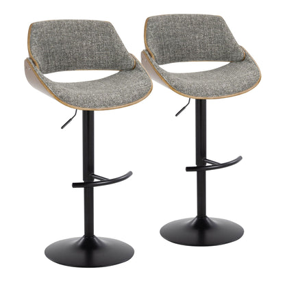 Mid-Century Modern Adjustable Bar Stool Set with Rounded T Footrest - Dark Gray or Light Blue