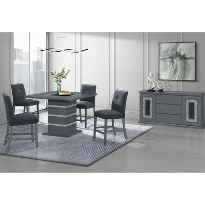 Bar Stools Set of 2 with Cushioned Seat and Slat Back - Dark Gray