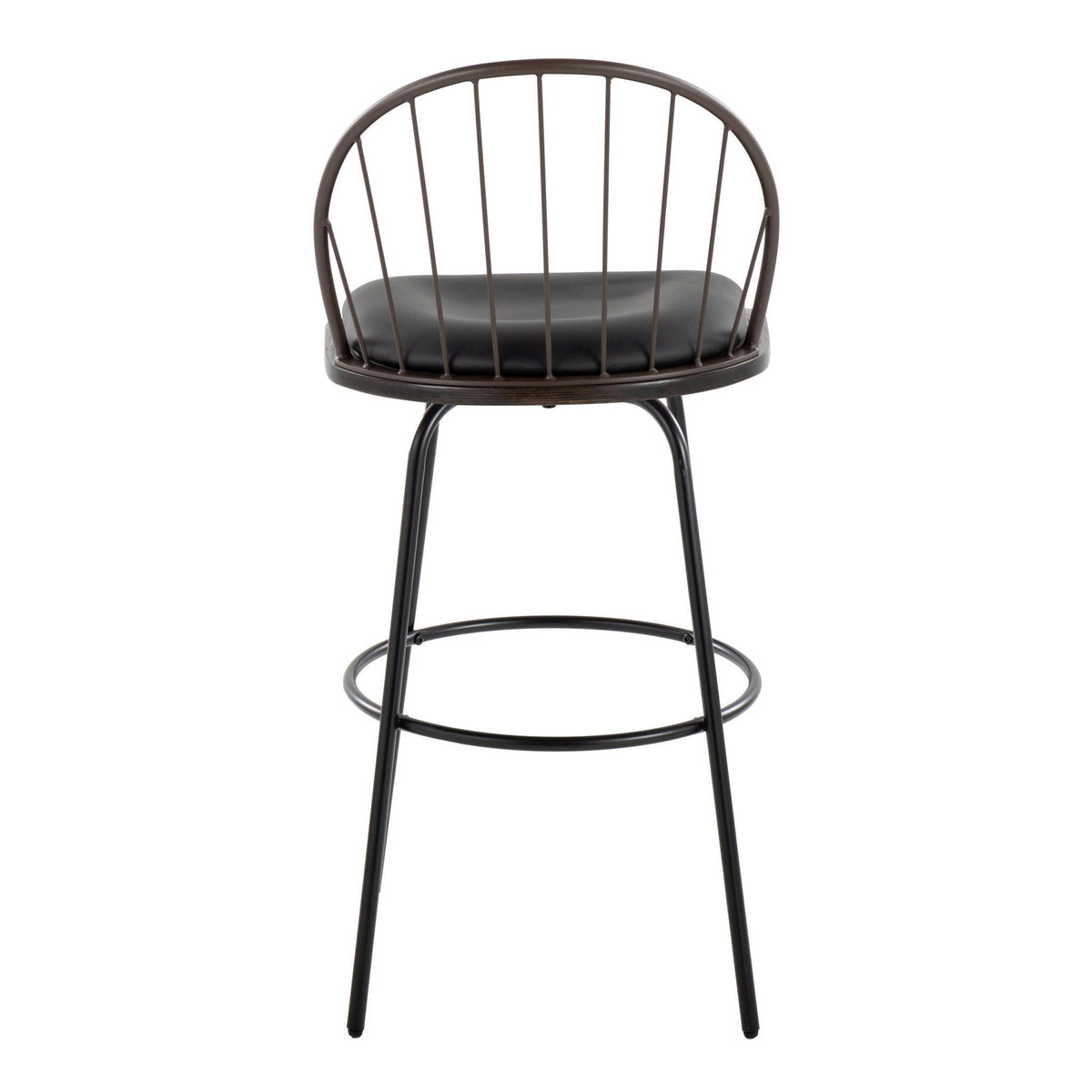 Farmhouse Barstool Set with Swivel and Round Footrest - Black or Dark Brown