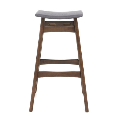 Mid Century Modern Bar Stool Set with Upholstered Seating - Beige or Dark Gray