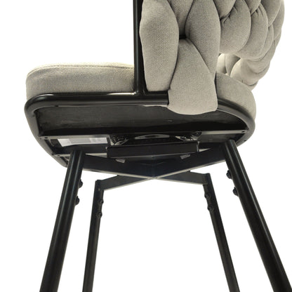 Bar Stool 360 Swivel with Back Footrest - Upholstered, Set of 2