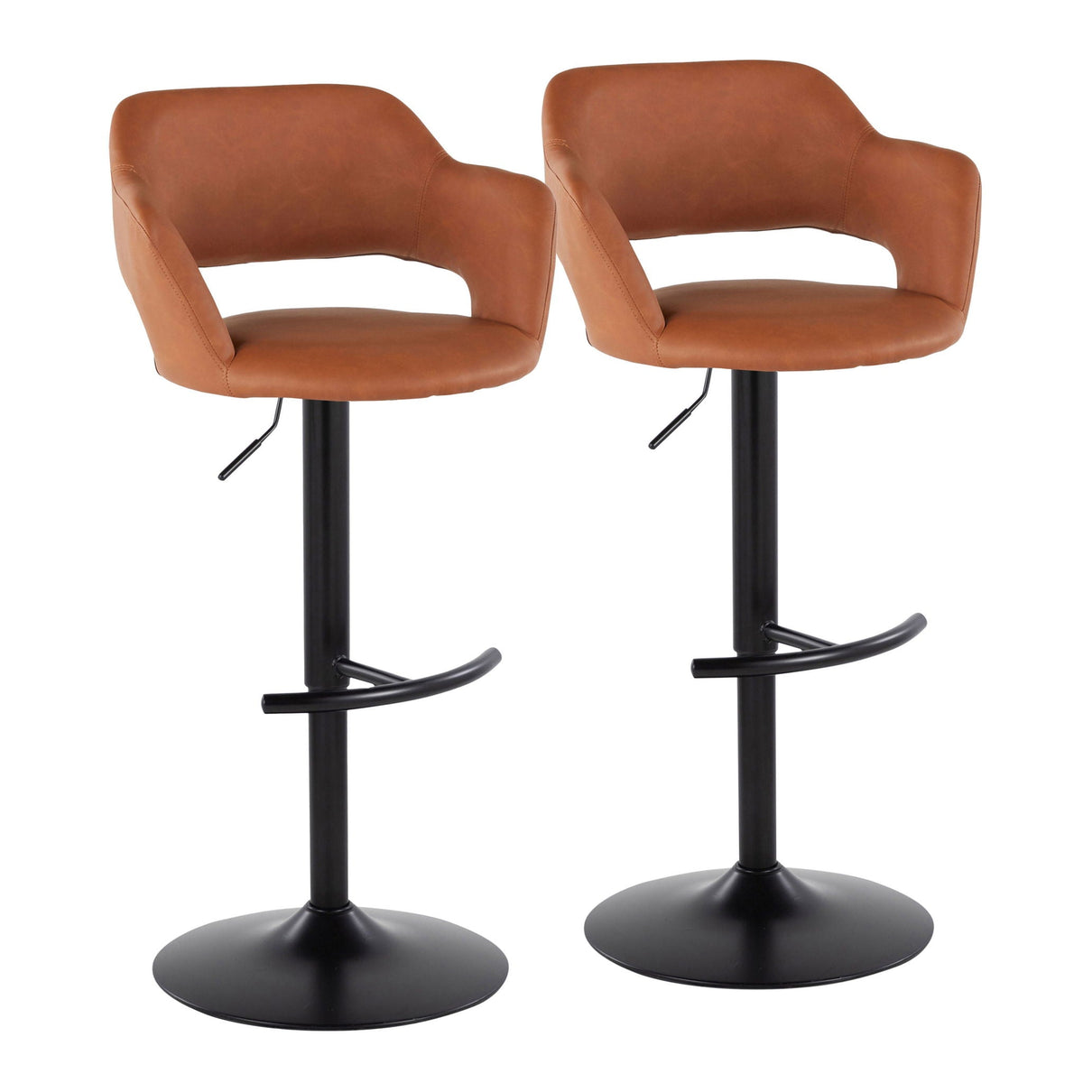 Margarite - Contemporary Adjustable Barstool With Swivel (Set of 2)