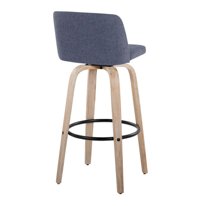 Mid-Century Modern Fixed Height BarStool Set with Swivel Footrest - Multiple Colors
