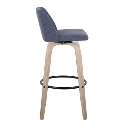 Mid-Century Modern Fixed Height BarStool Set with Swivel Footrest - Multiple Colors