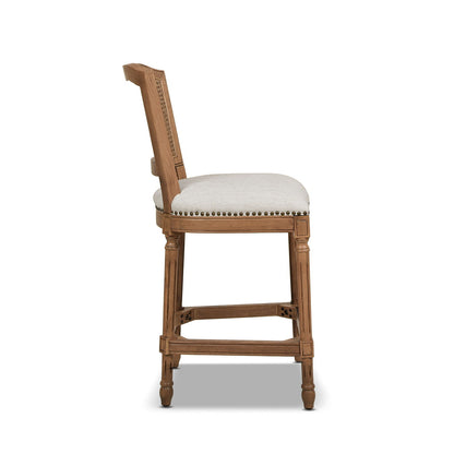 Rattan Wicker High Back Counter Bar Stool with Oak Frame - Gray or Dark Brown