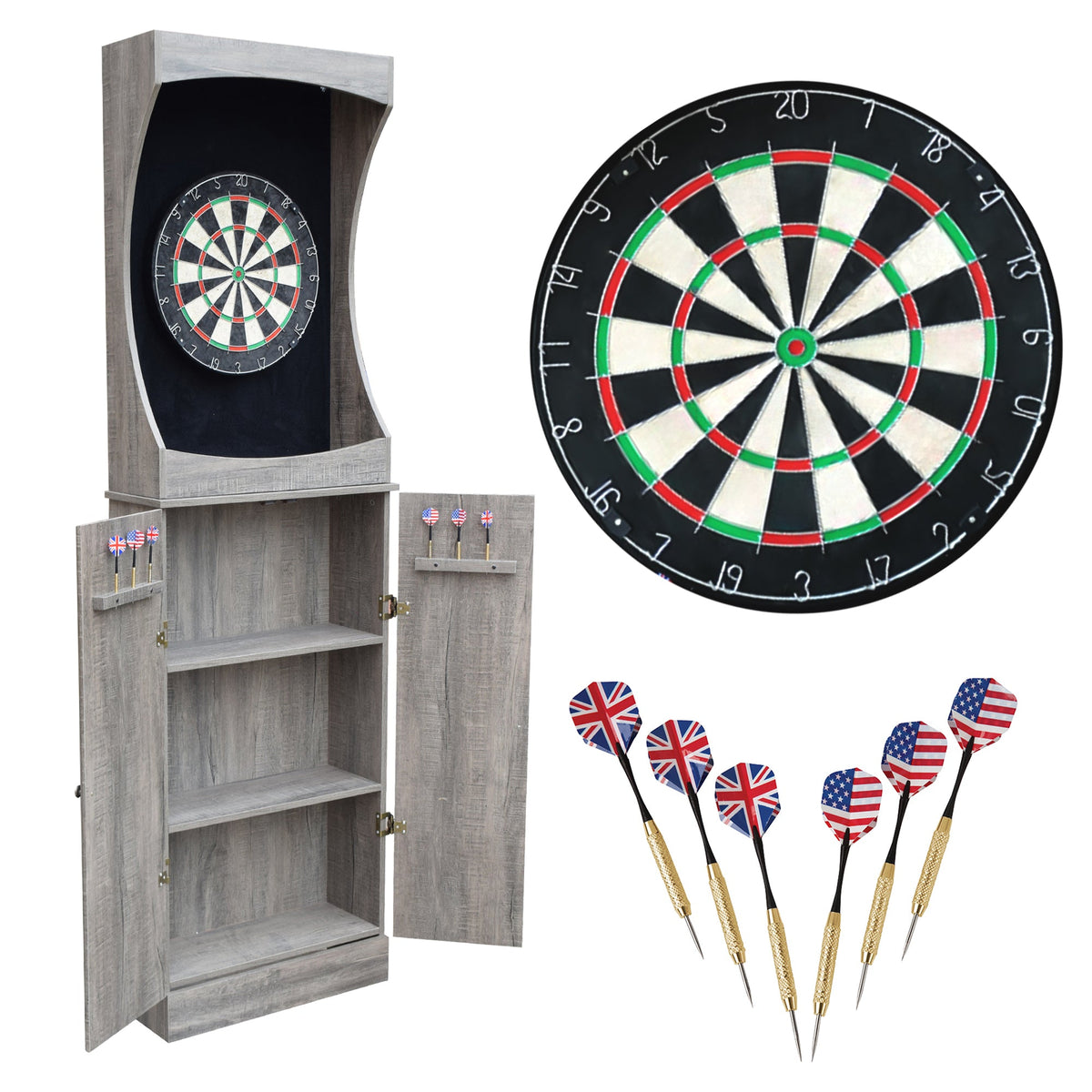 Hathaway Westwood Bristle Dartboard and 84-in Free-Standing Cabinet - Rustic Gray
