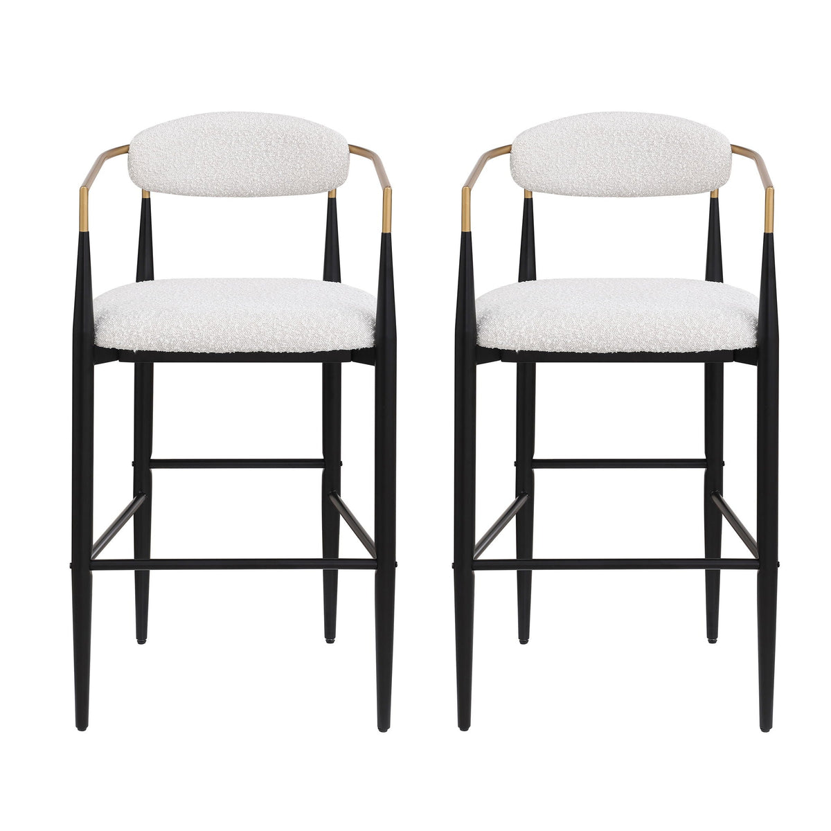 Upholstered Bar Stools with Backs for Kitchen Island - Set of 2 - Beige