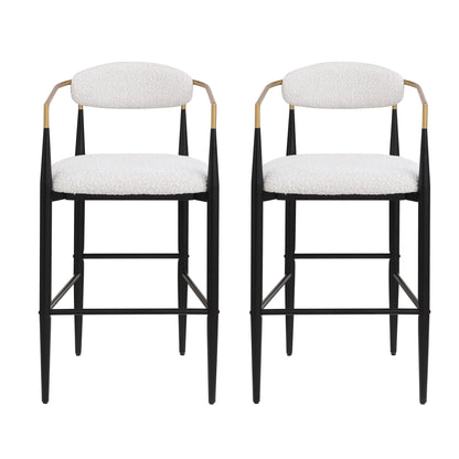 Upholstered Bar Stools with Backs for Kitchen Island - Set of 2 - Beige