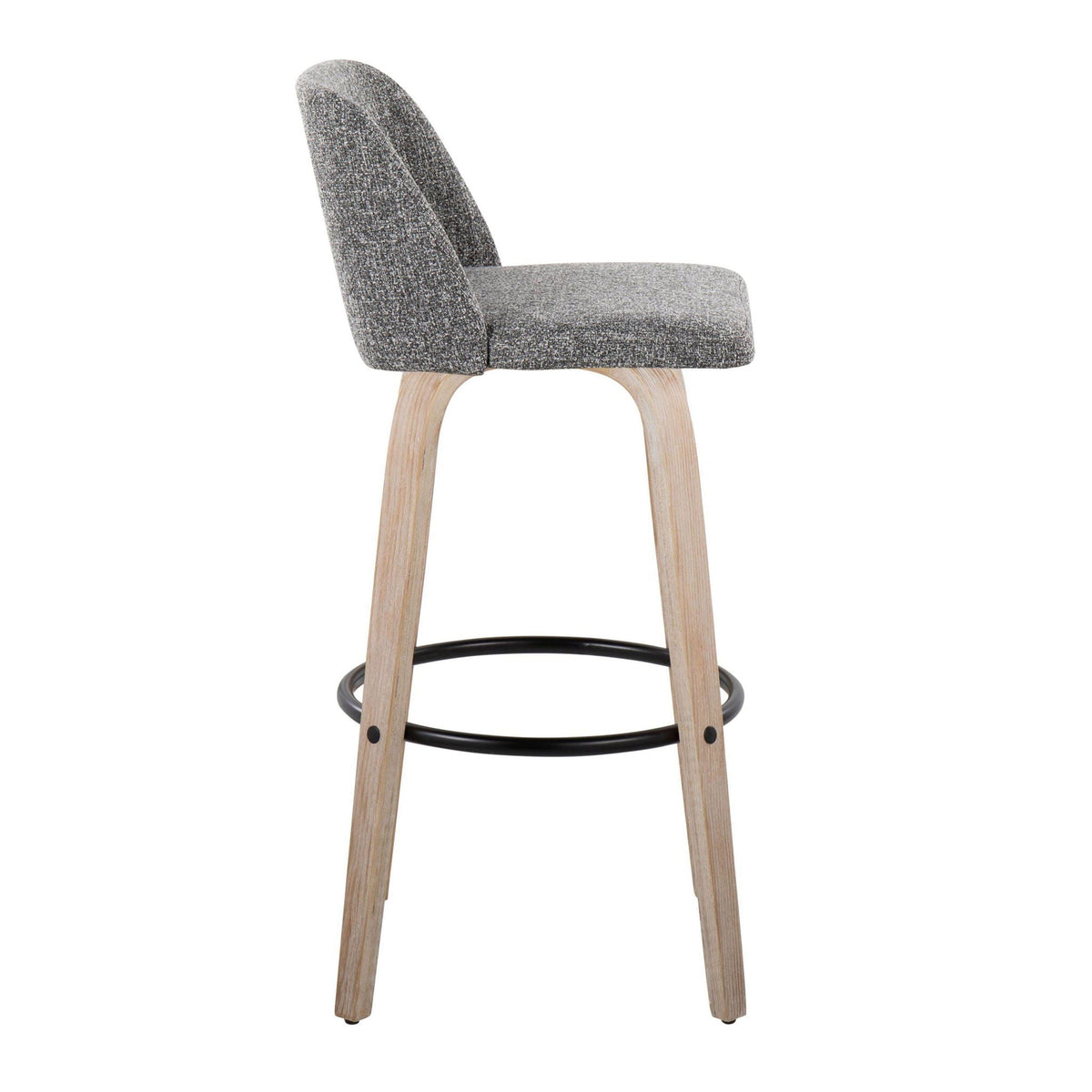 Mid-Century Modern Fixed Height BarStool Set with Swivel Footrest - Multiple Colors