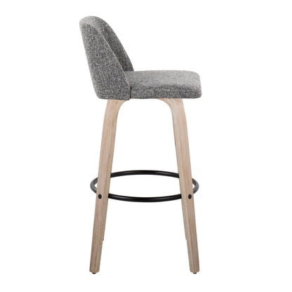 Mid-Century Modern Fixed Height BarStool Set with Swivel Footrest - Multiple Colors
