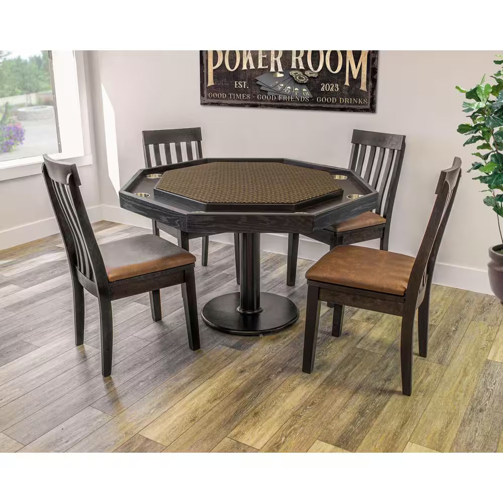 Experience Ultimate Gaming with the Lost Mill Mocha Oak 8-Station Poker Table
