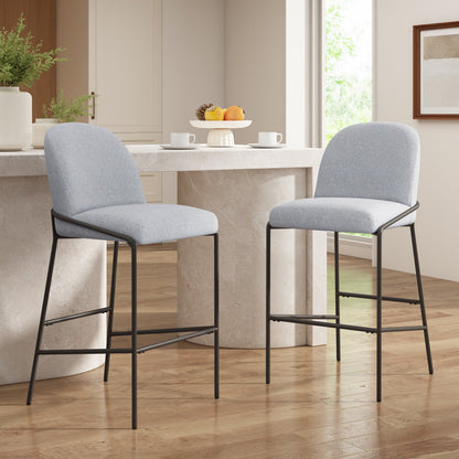 Galen Indoor Metal Upholstered Barstool with Contoured Backrest - Antique Bronze