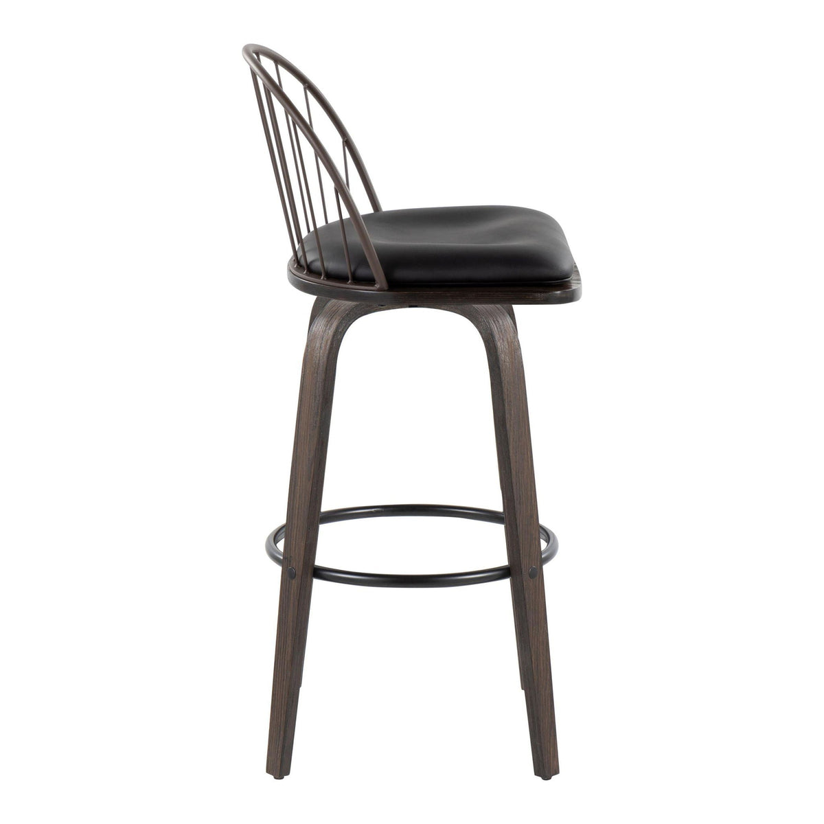 Industrial Fixed Height Barstool Set with Swivel and Removable Cushion - Light Brown or Black