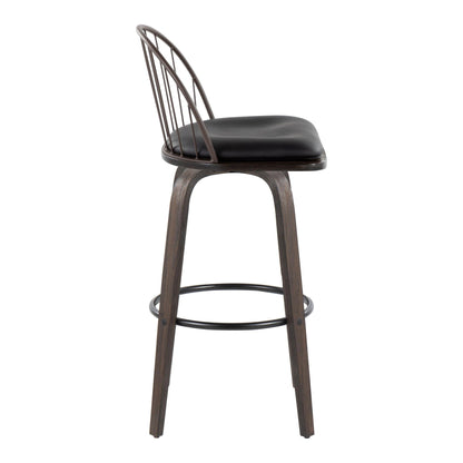 Industrial Fixed Height Barstool Set with Swivel and Removable Cushion - Light Brown or Black