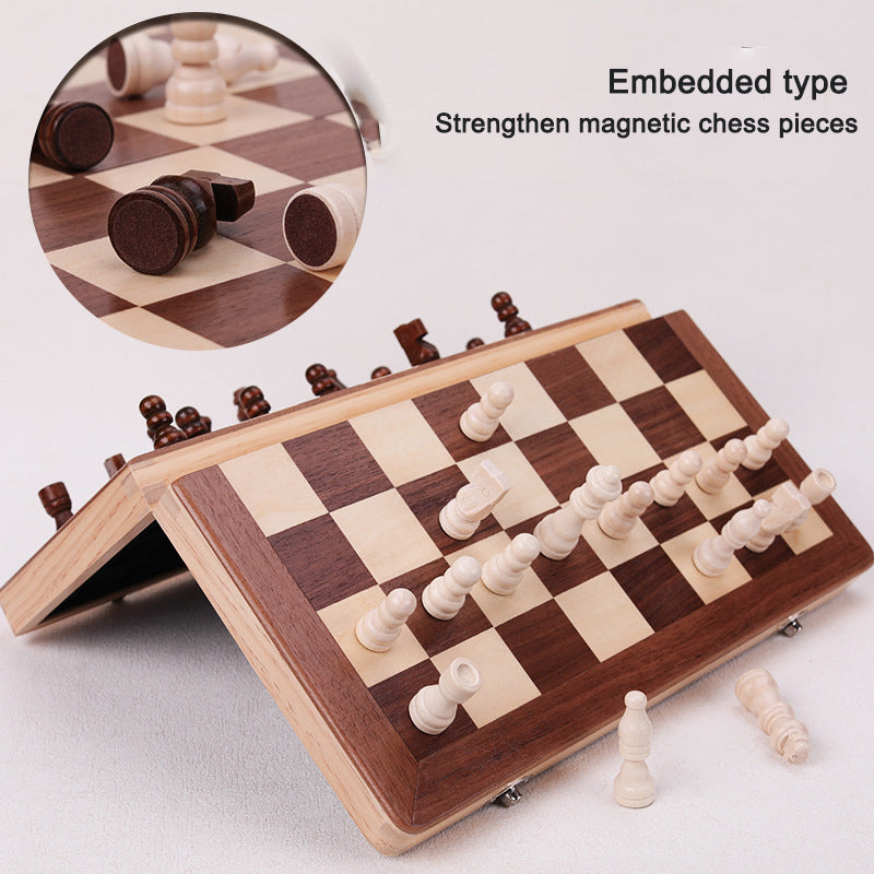 Magnetic Chess Folding Solid Wood Double Queen Set Chessboard Adult Board Game Children's Puzzle Toy
