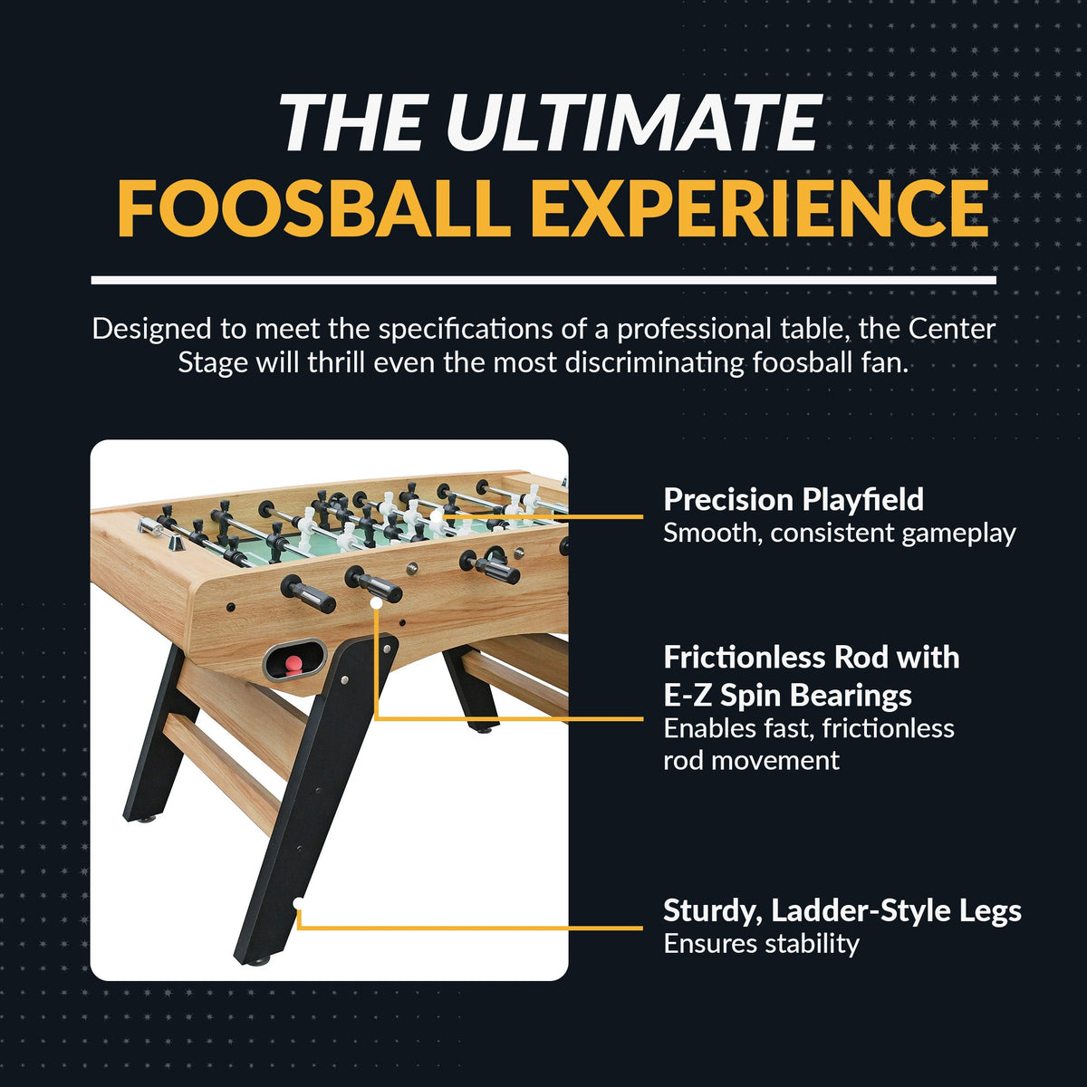 Hathaway Center Stage Pro Series 59-in Foosball Table - Telescopic Safety Rods