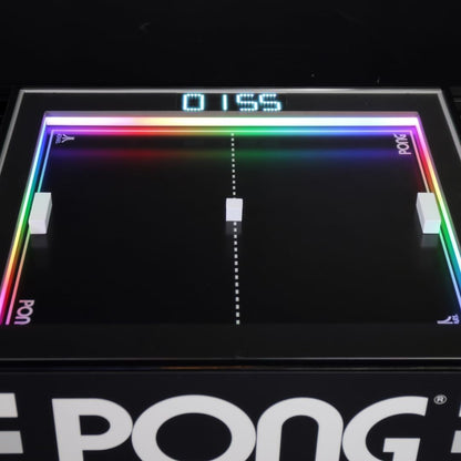 Atari Pong® Mechanical Table Home Edition – Electromechanical Coffee Table Arcade Game with LED Score Display, Hide-Away Controls, Spinner Dials, Retro Sounds – Official Atari Pong® Recreation