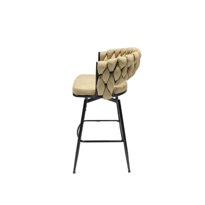 Bar Stool 360 Swivel with Back Footrest - Upholstered, Set of 2