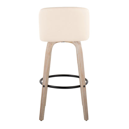 Mid-Century Modern Fixed Height BarStool Set with Swivel Footrest - Multiple Colors
