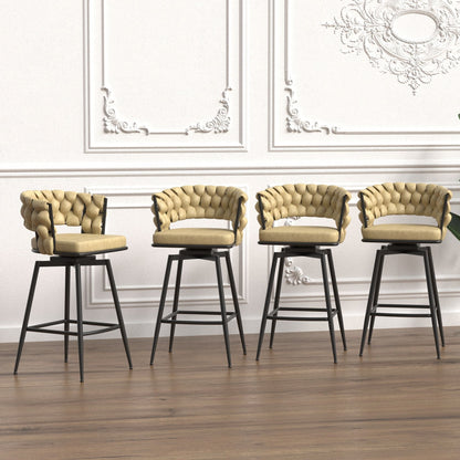 Bar Stool 360 Swivel with Back Footrest - Upholstered, Set of 2