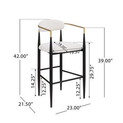 Upholstered Bar Stools with Backs for Kitchen Island - Set of 2 - Beige