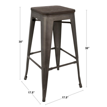 Contemporary Barstool Set of 2 with Stackable Design - Black or White