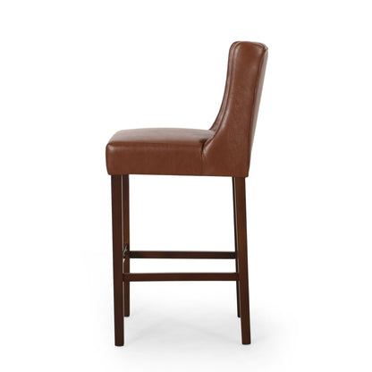 Upholstered Barstool with Button Tufted Wing Back - Multiple Colors
