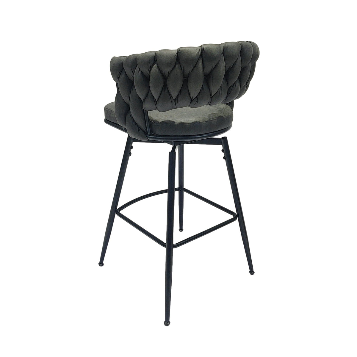 Bar Stool 360 Swivel with Back Footrest - Upholstered, Set of 2