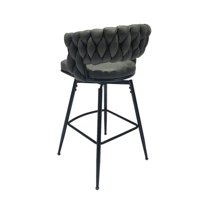 Bar Stool 360 Swivel with Back Footrest - Upholstered, Set of 2