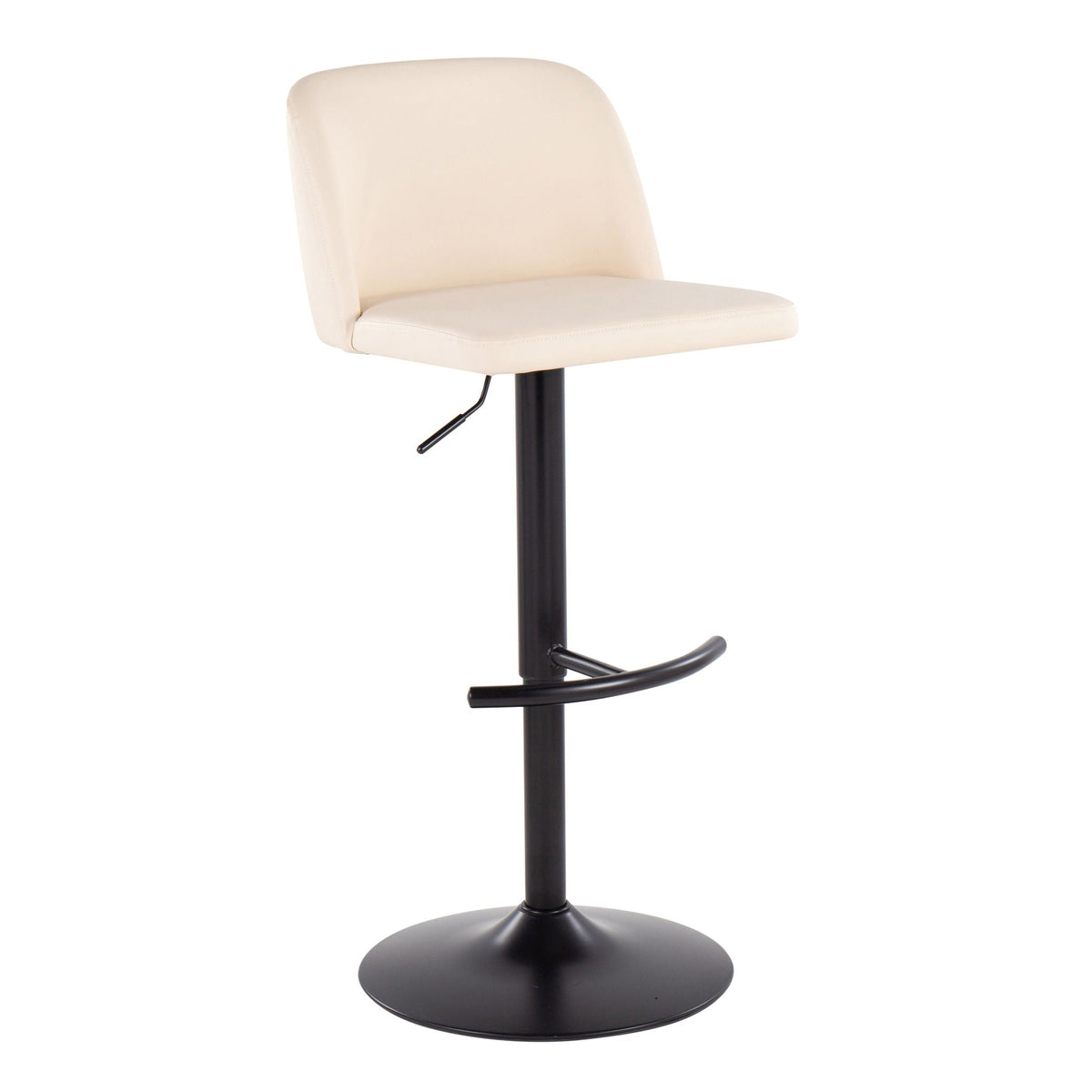 Contemporary Adjustable Bar Stool Set with Rounded T Footrest - Multiple Colors