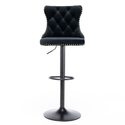 Modern Adjustable Swivel Barstools with Tufted Back - Multiple Colors (Set of 2)