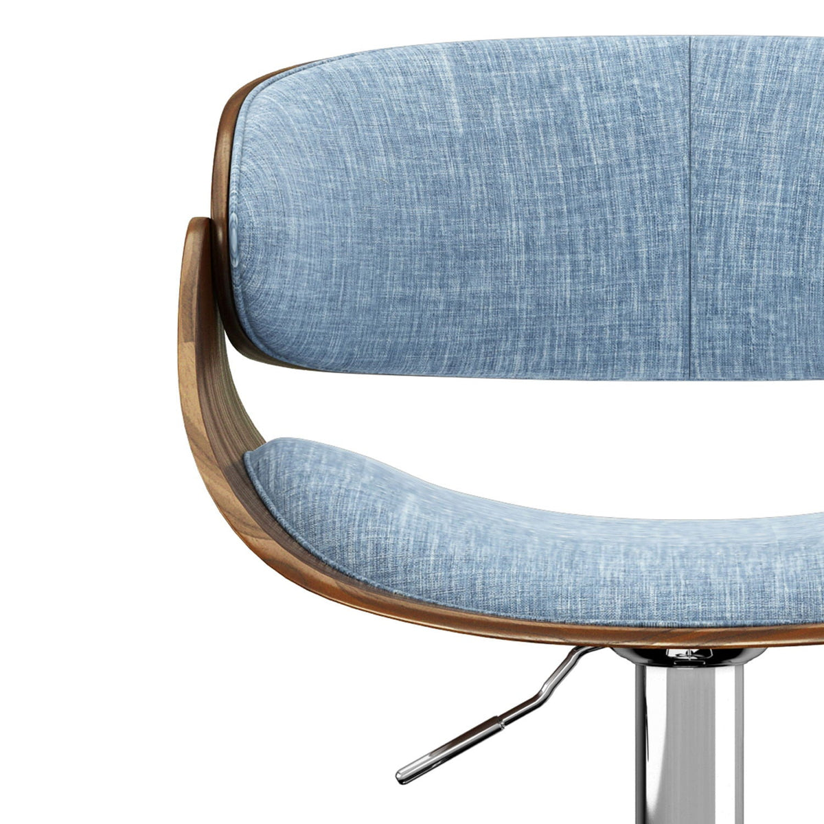 Mid Century Modern Adjustable Swivel Bar Stool with Bentwood Frame - Black, Light Blue, Dark Gray, White