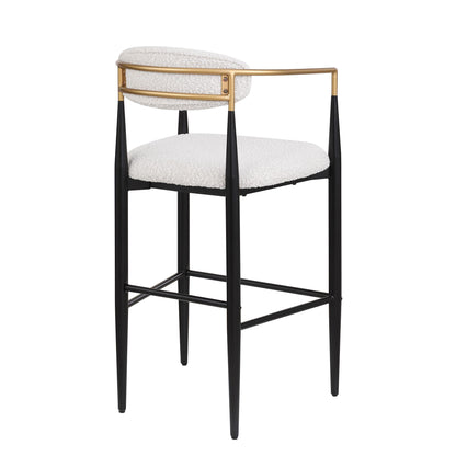 Upholstered Bar Stools with Backs for Kitchen Island - Set of 2 - Beige