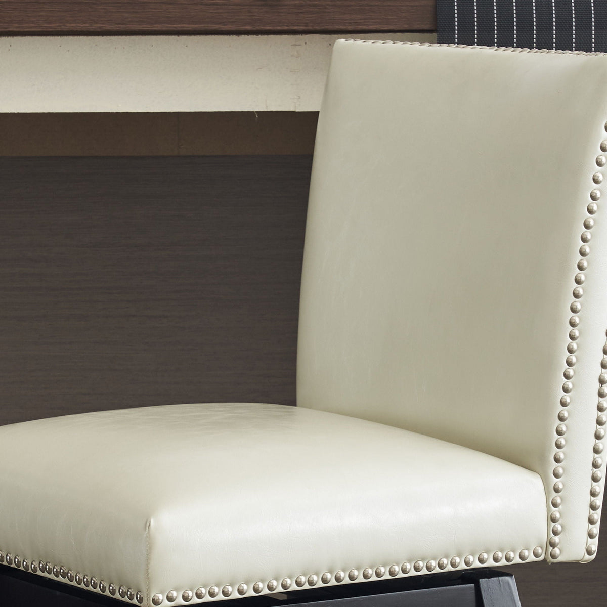 Upholstered Swivel Bar Stools High Back Set of 2 with 360° Swivel - Cream White