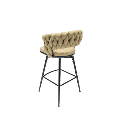 Bar Stool 360 Swivel with Back Footrest - Upholstered, Set of 2