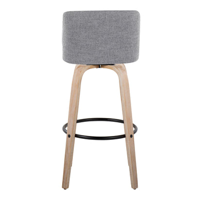 Mid-Century Modern Fixed Height BarStool Set with Swivel Footrest - Multiple Colors